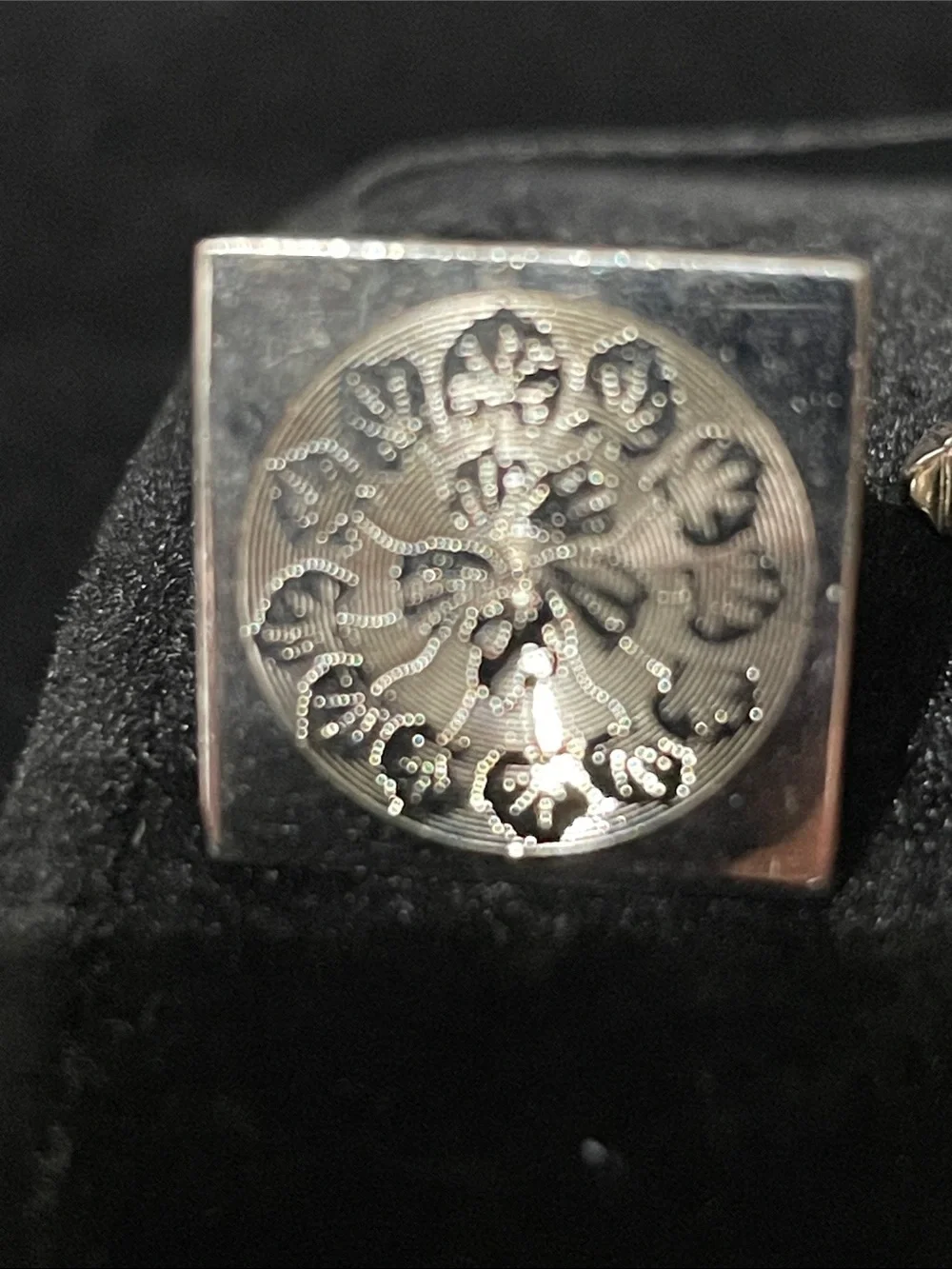 Swank Sterling Silver Floral Engraved Square Cufflinks -